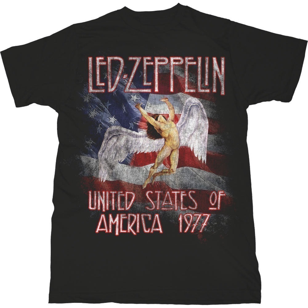 Led Zeppelin Stars Stripes USA 77 Rock Fan Unisex T-Shirt